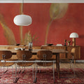 White Tulips on Red Mural Wallpaper - room preview 03