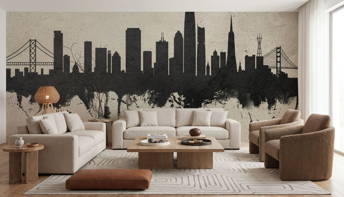 San Francisco Skyline Concrete Mural Wallpaper - room preview 03