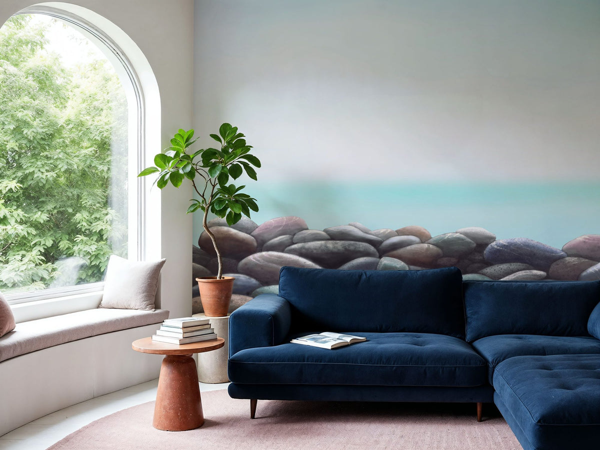 Pebble Beach Painting Mural Wallpaper - room preview 03