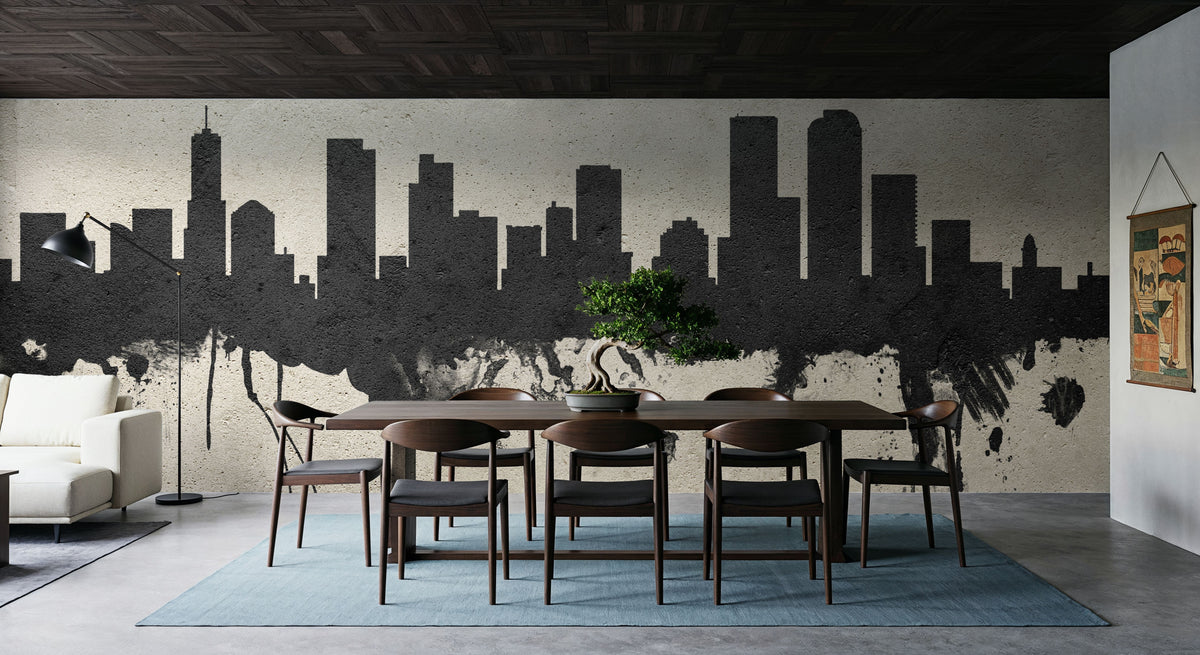 Denver Skyline Concrete Mural Wallpaper - room preview 03