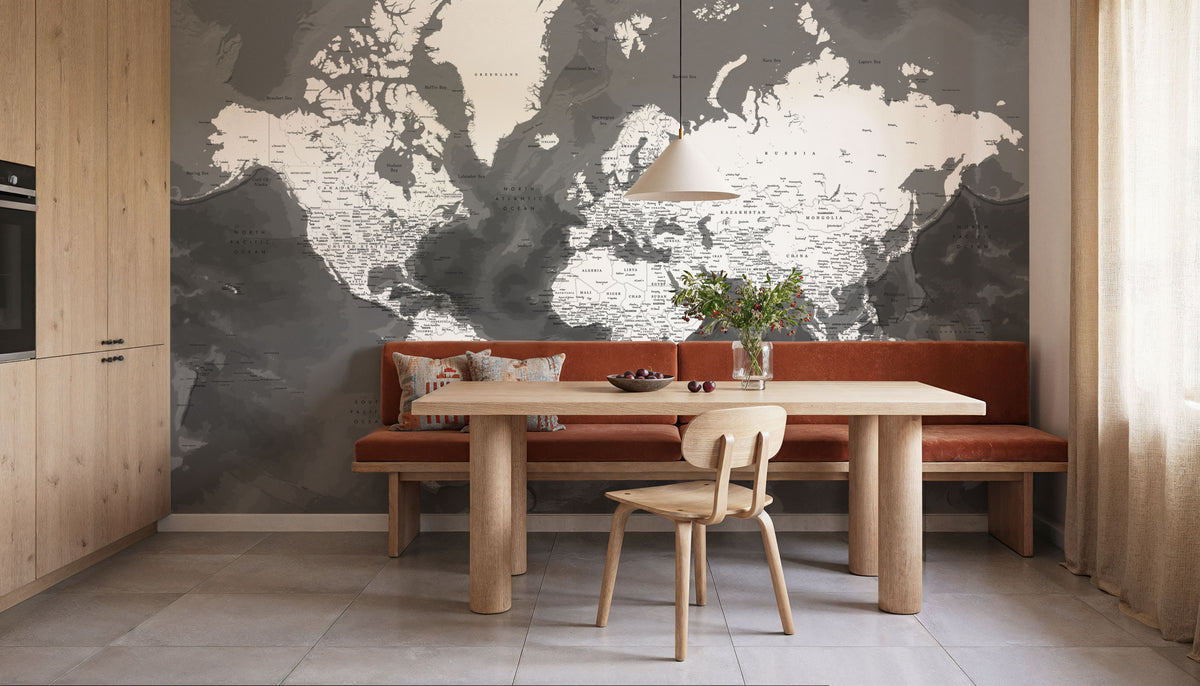World Map Cities - Olson Mural Wallpaper - room preview 03