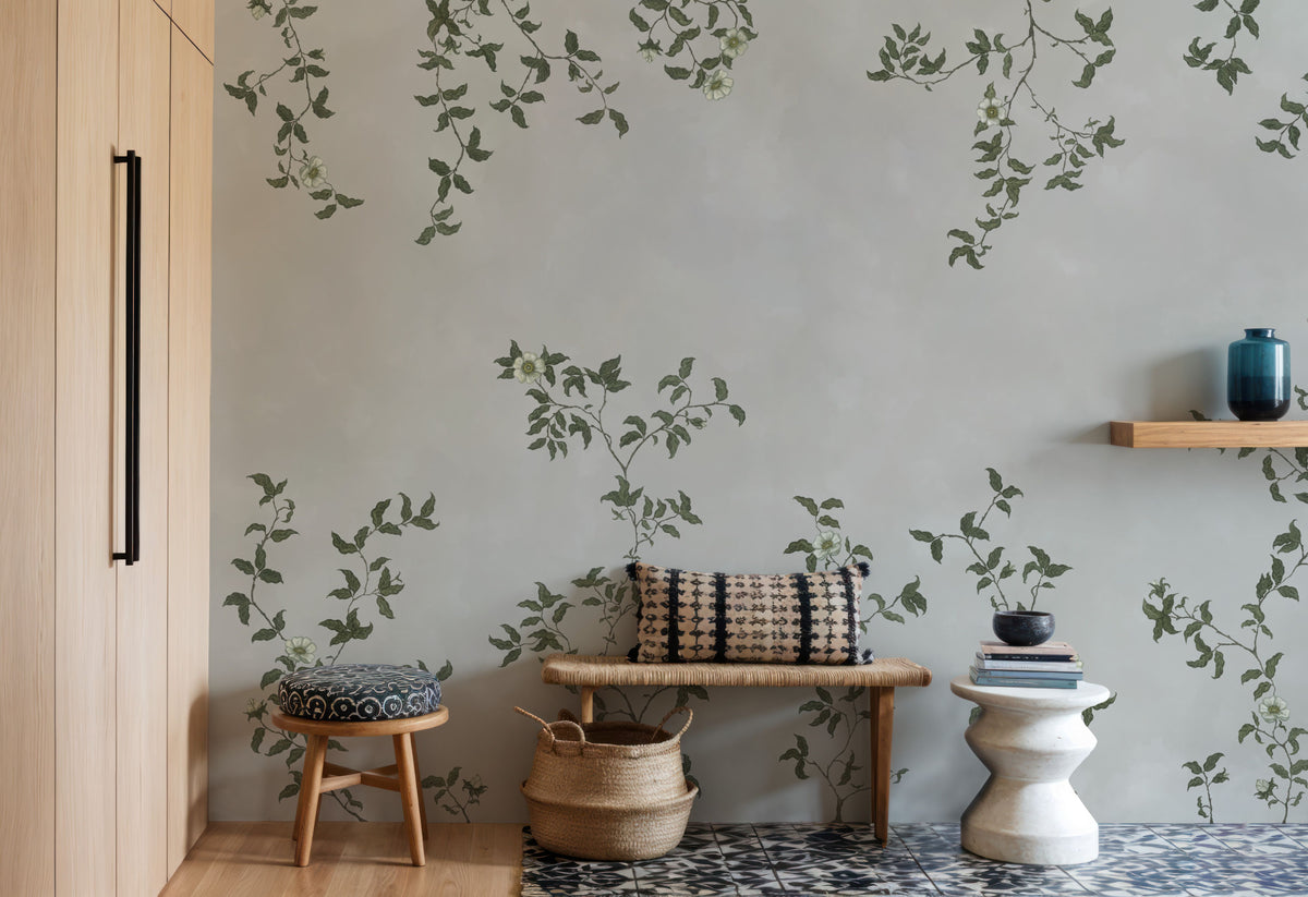Rambling Rose, Ivory on Cloud Mural Wallpaper - room preview 03