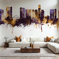 Tel Aviv Skyline Purple & Bronze Mural Wallpaper - room preview 03