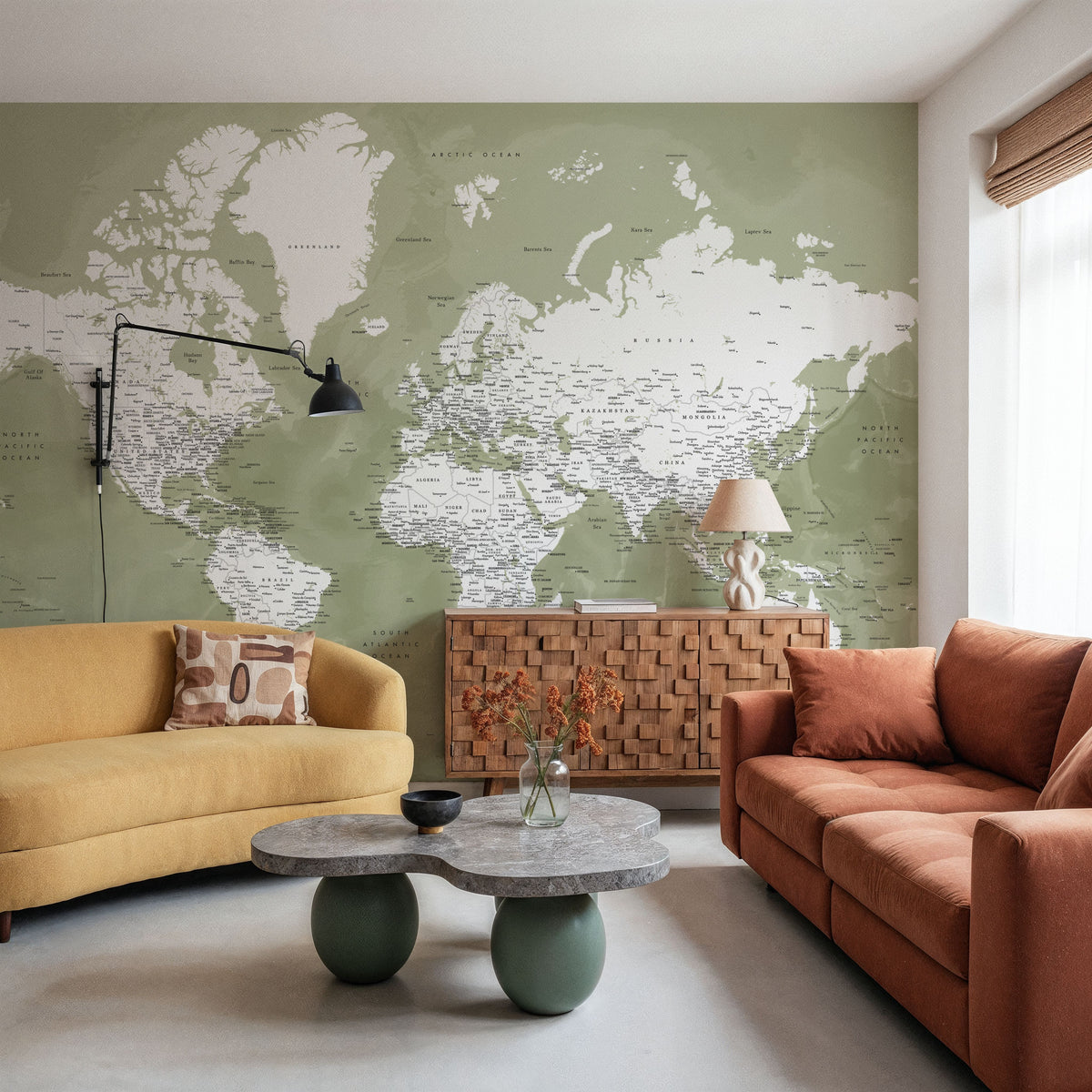 World Map Cities - Pacheco Mural Wallpaper - room preview 03