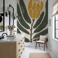Simple Flowers I Yellow Mural Wallpaper - room preview 03
