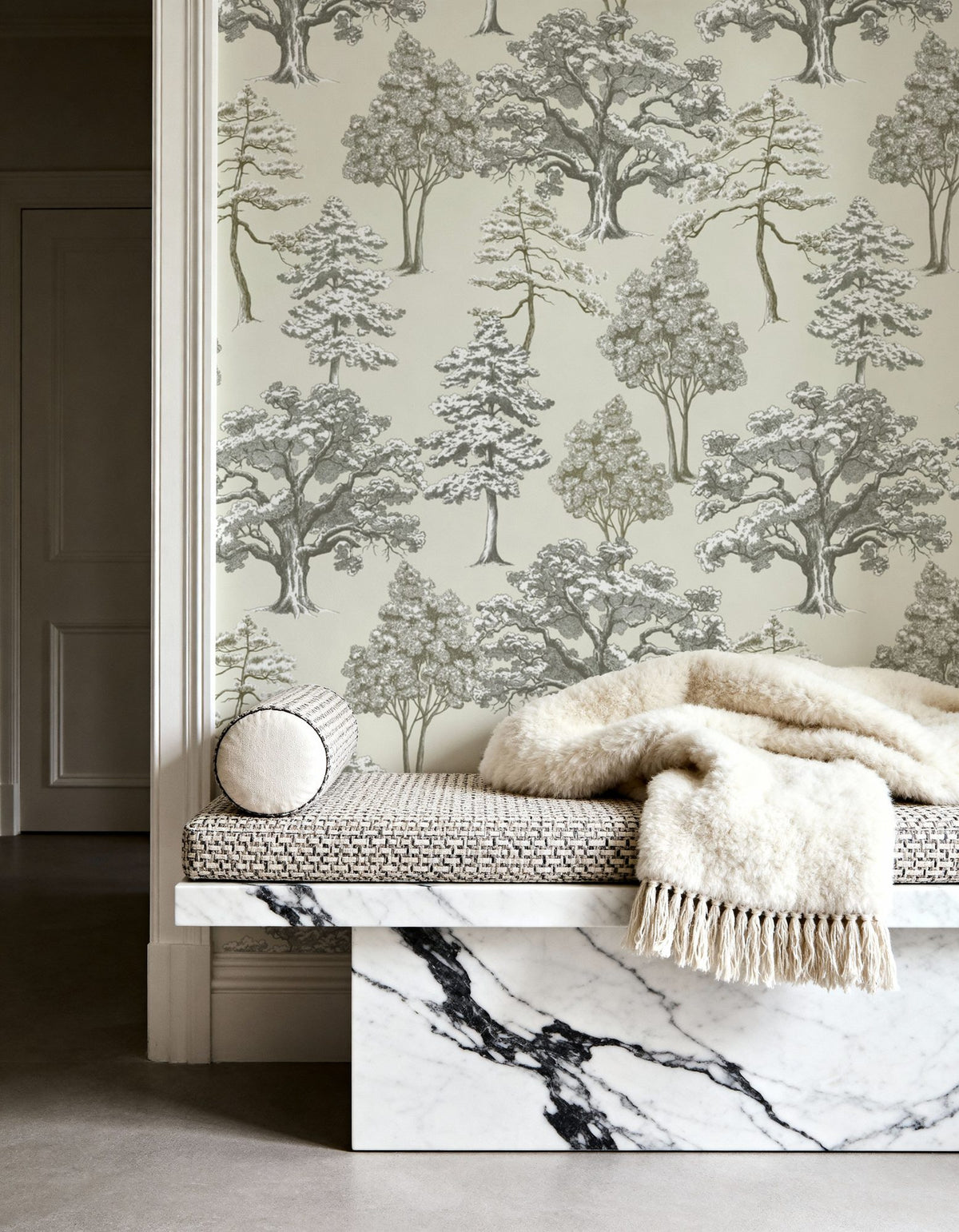 Park Trees, Off White Mural Wallpaper - room preview 03