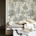 Park Trees, Off White Mural Wallpaper - room preview 03