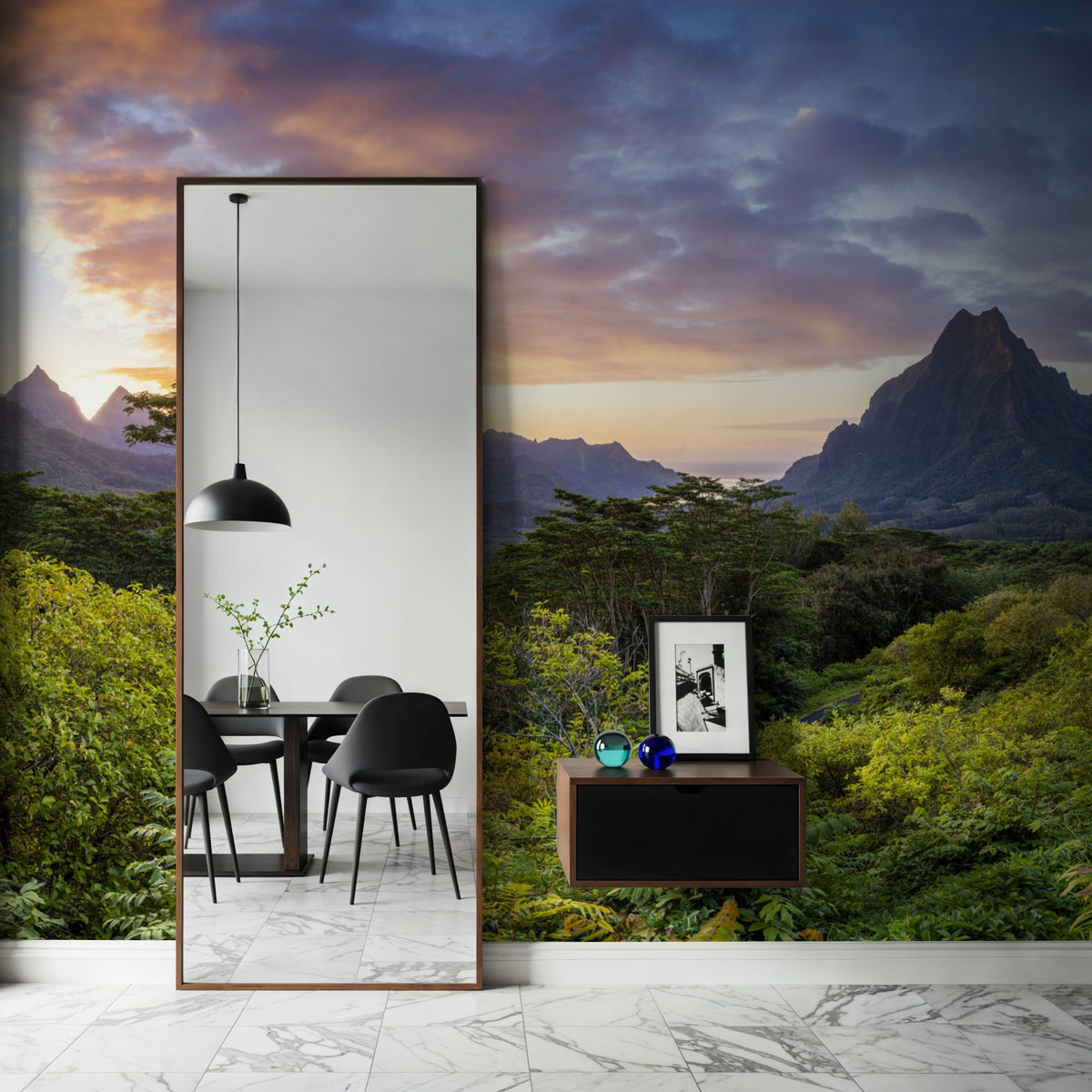 Sunset Over Moorea Island Mural Wallpaper - room preview 03