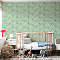 Flutterby Flowers Mint Mural Wallpaper - room preview 03