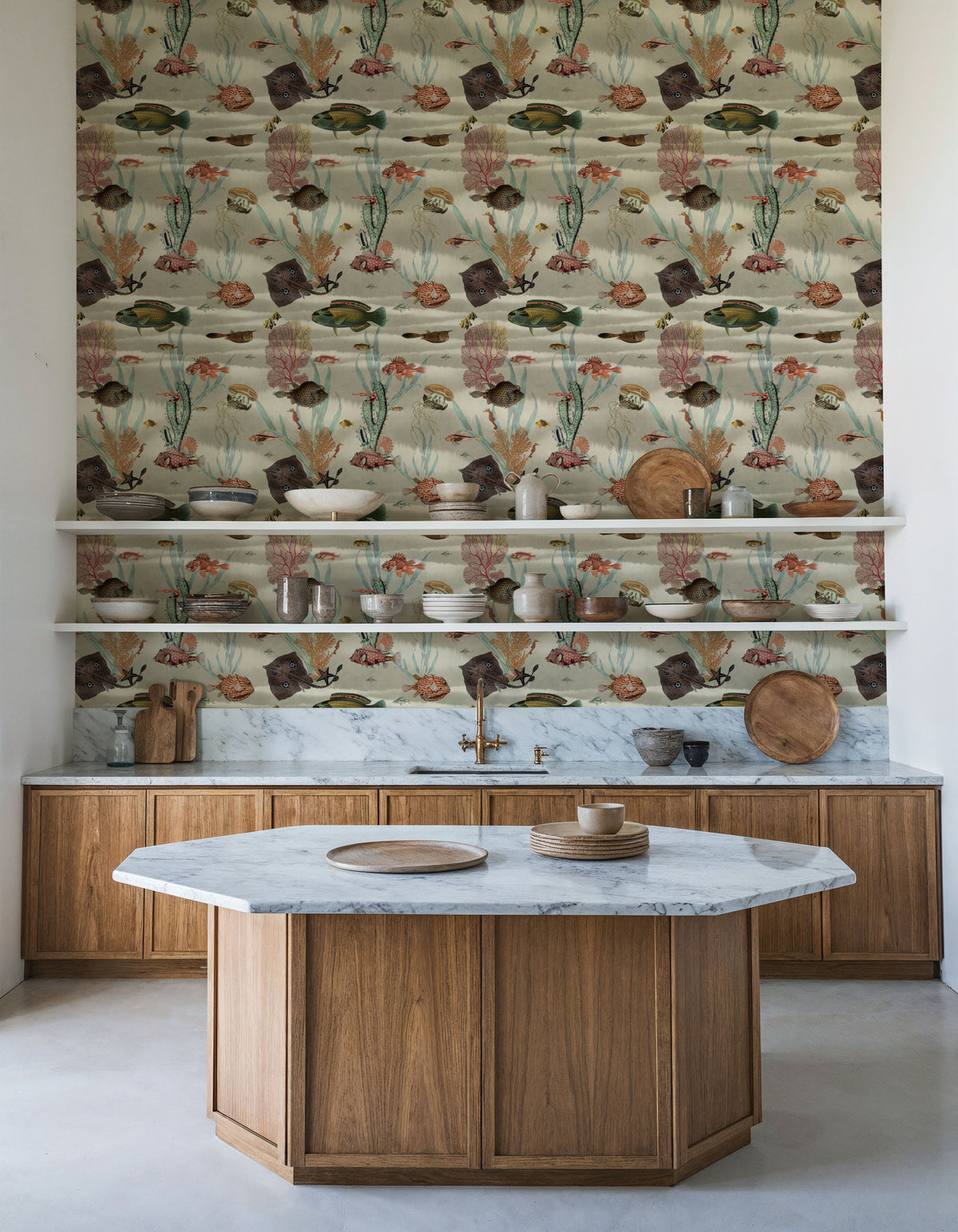Under the Surface White Mural Wallpaper - room preview 03