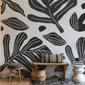 Monstera Cuttings, Black & White Mural Wallpaper - room preview 03