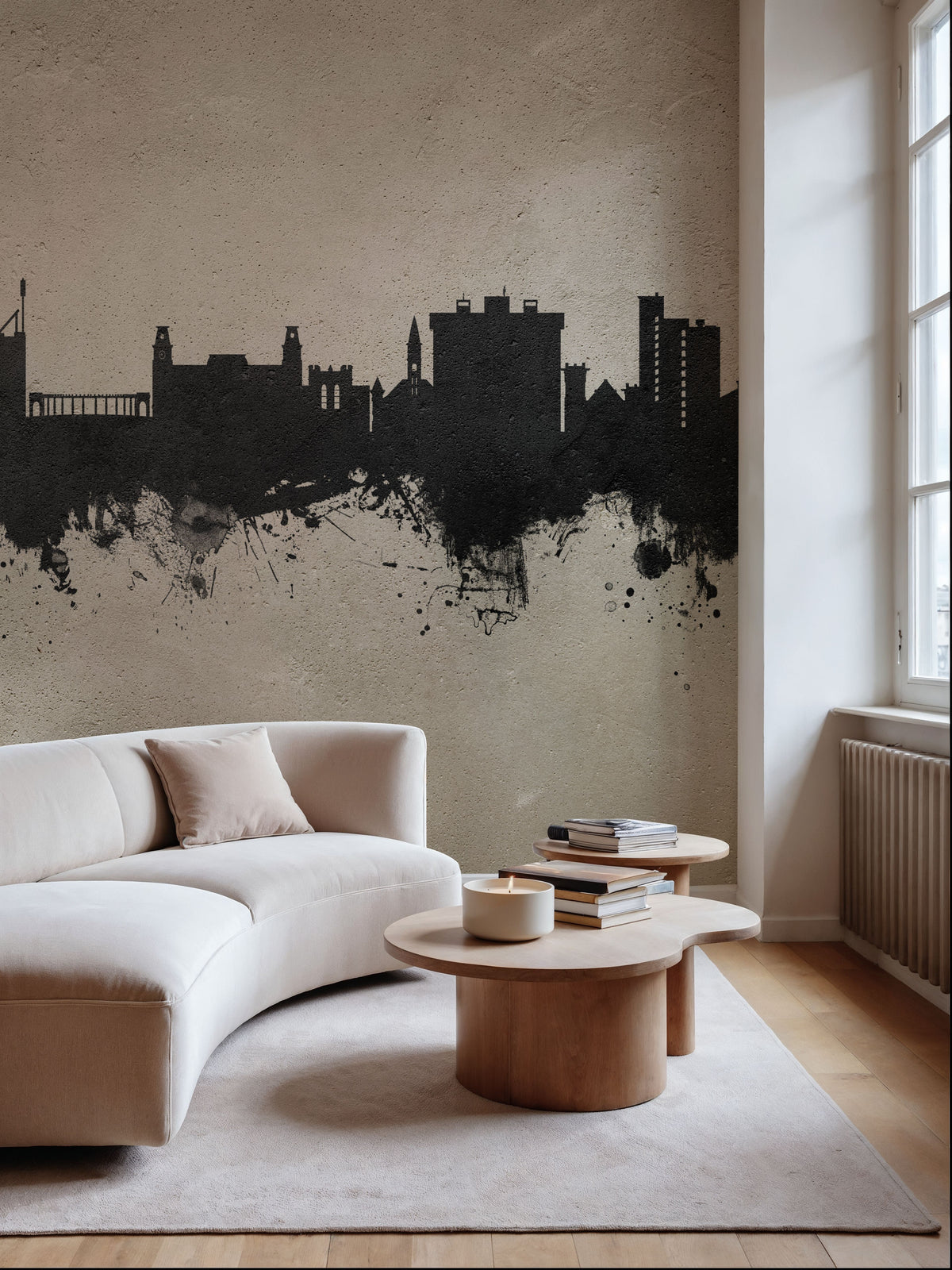 Fayetteville Arkansas Skyline Concrete Mural Wallpaper - room preview 03