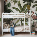 Monkeys with Birds, White Mural Wallpaper - room preview 03