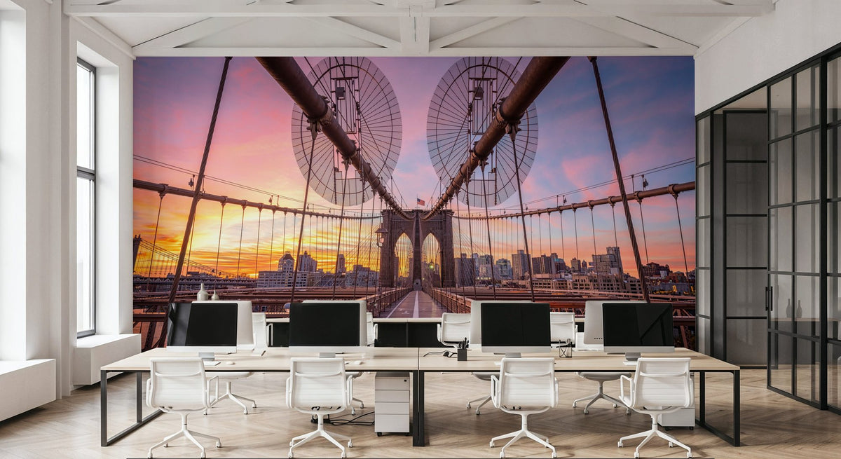 Brooklyn Bridge At Sunrise Pt. II Mural Wallpaper - room preview 03