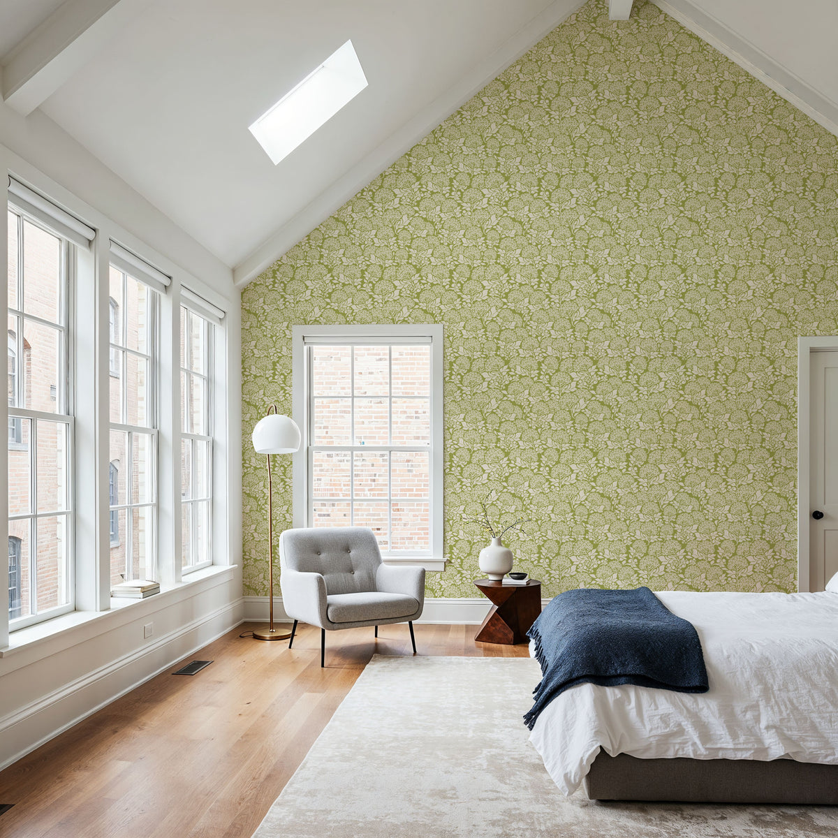 Hydrangea, Pistachio Mural Wallpaper - room preview 03