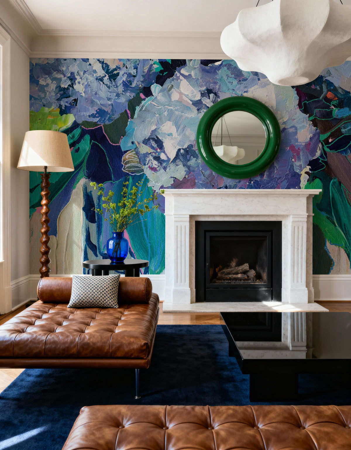 August Bloom Blue Hydrangea Mural Wallpaper - room preview 03