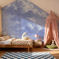 Intaglio Clouds, Periwinkle Mural Wallpaper - room preview 03
