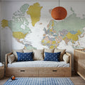 World Map Cities - Patti Mural Wallpaper - room preview 03