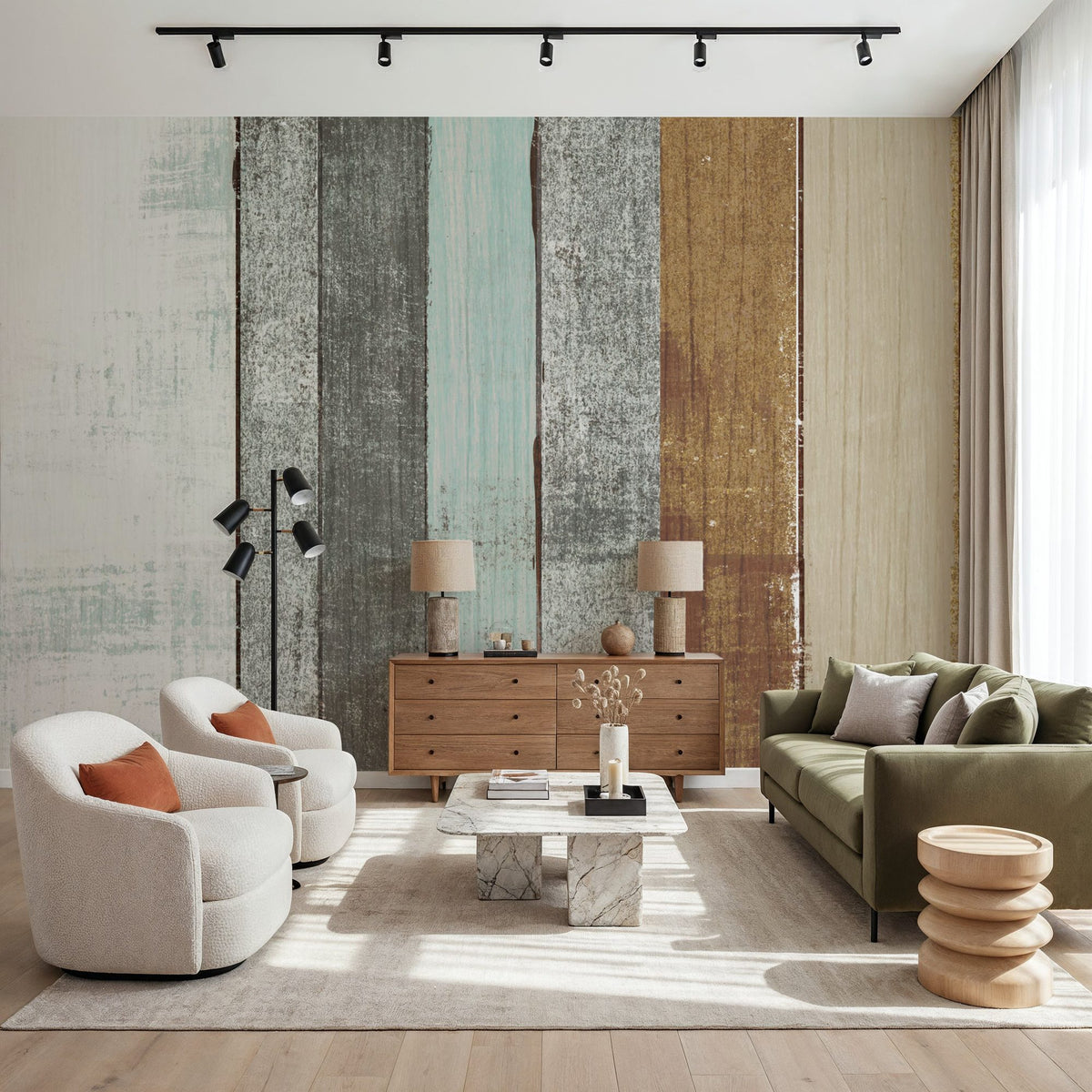 Beachscape VII Gold Neutral Mural Wallpaper - room preview 03