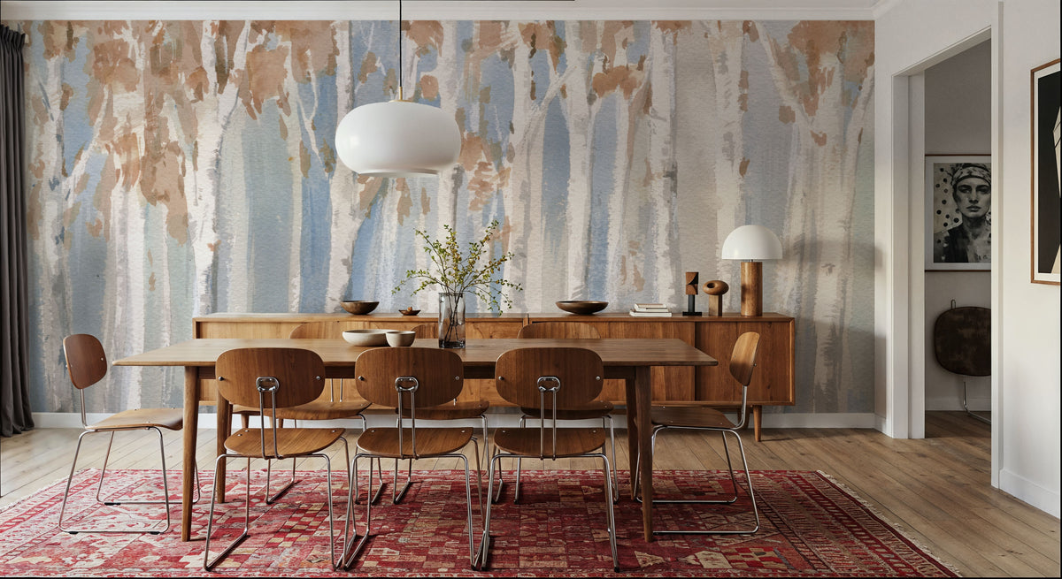 Fall Birch Mural Wallpaper - room preview 03