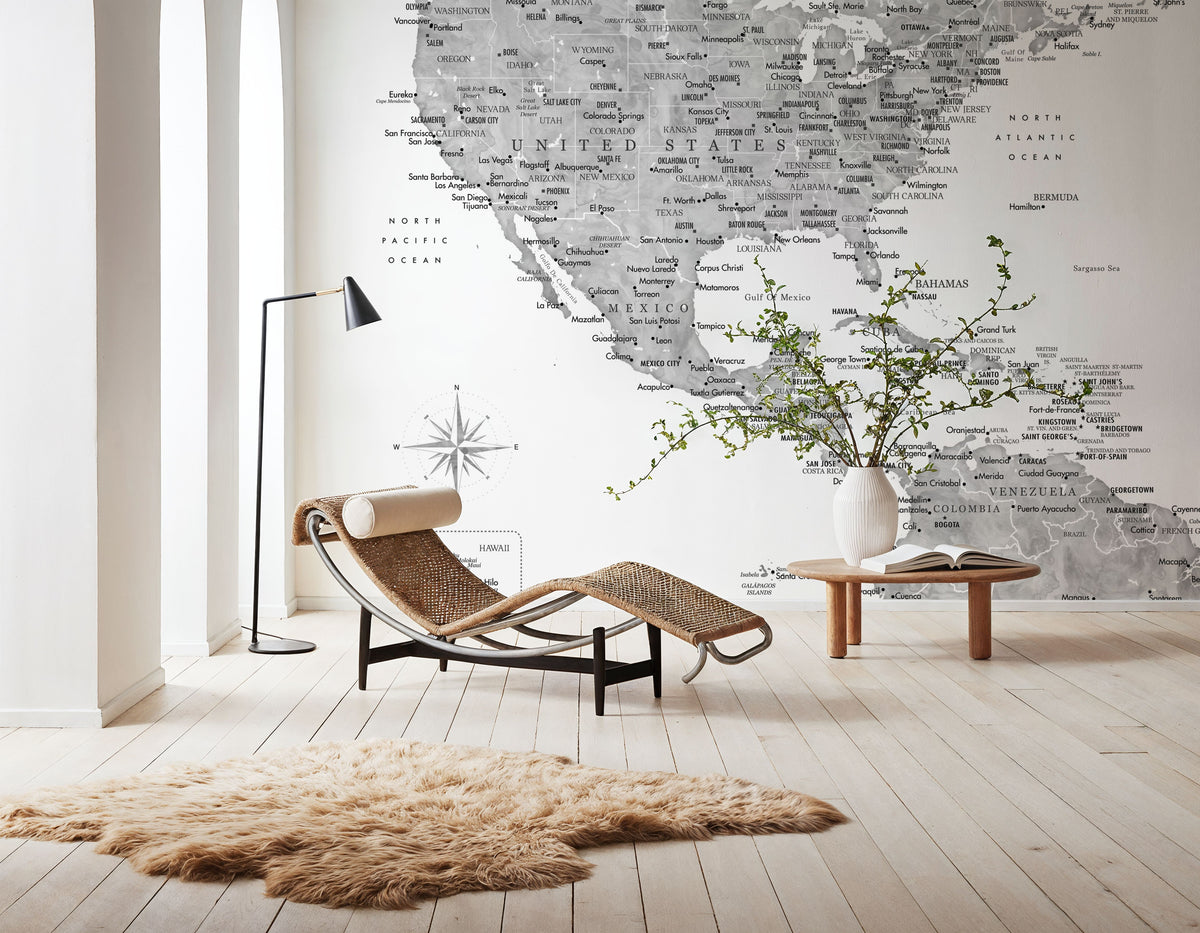 US Mexico Caribbean Map - Jimmy Mural Wallpaper - room preview 03