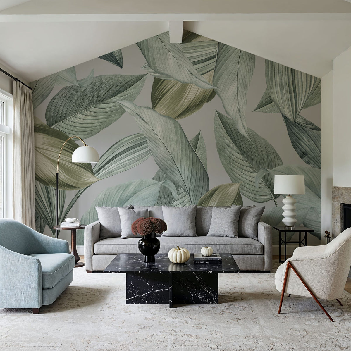Translucent Foliage Mural Wallpaper - room preview 03