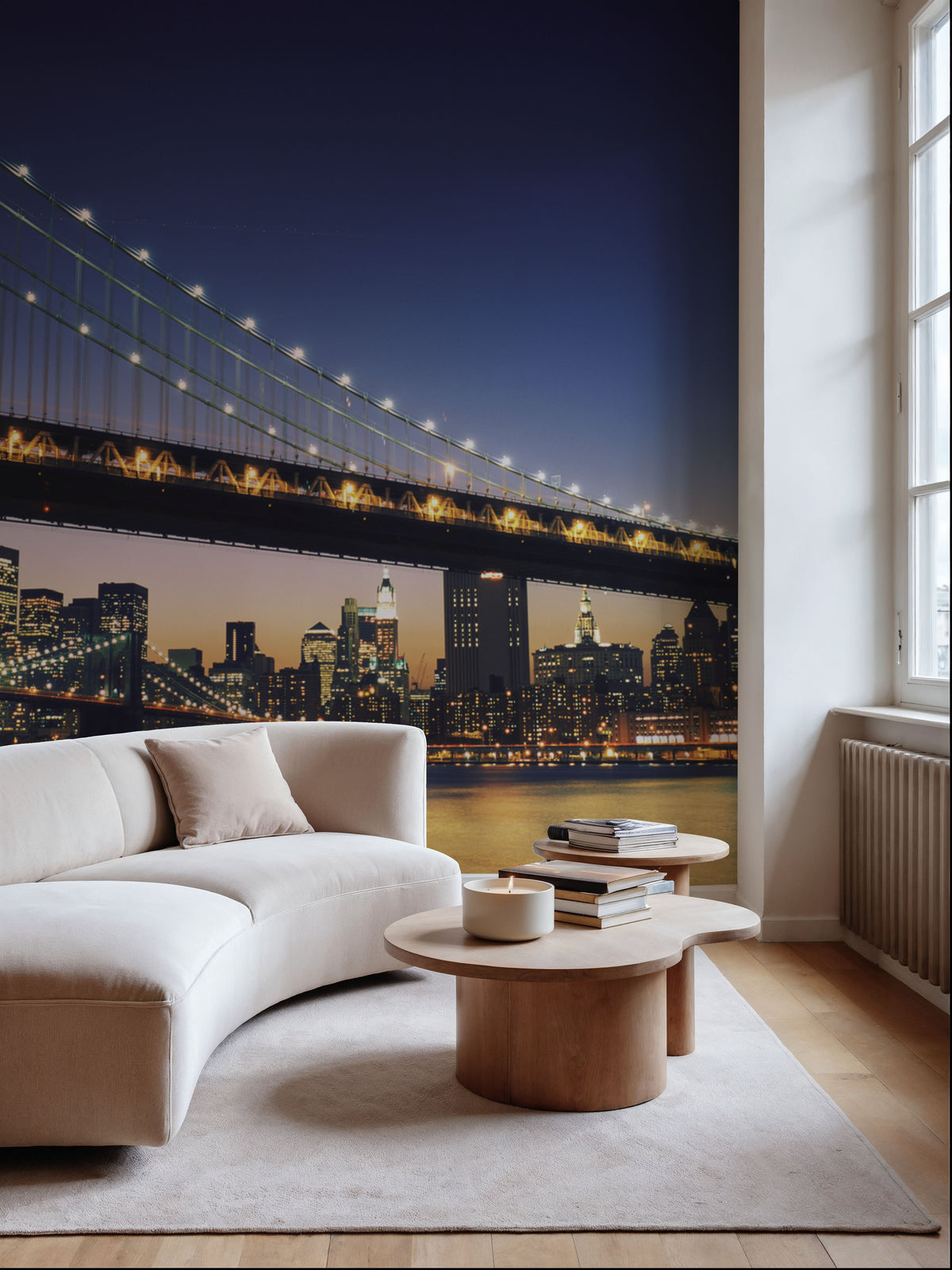Illuminated Metropolis Bridge Mural Wallpaper - room preview 03