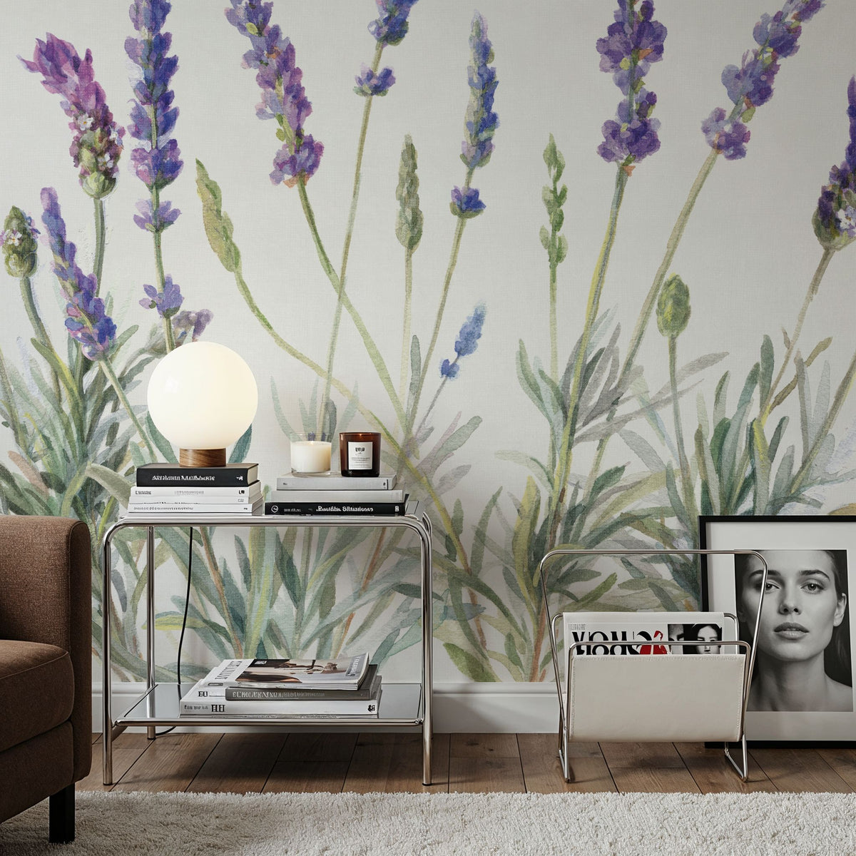 Lavender Line Mural Wallpaper - room preview 03