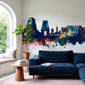 Coimbatore India Skyline Blue & Bronze Mural Wallpaper - room preview 03