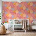 Cool Fluid Flowers, Pink Mural Wallpaper - room preview 03