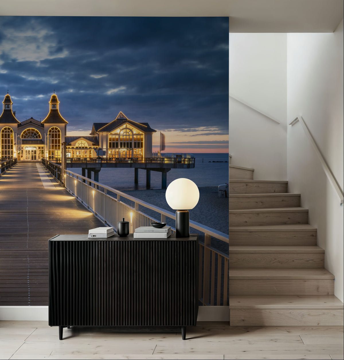Sellin Pier At Night Mural Wallpaper - room preview 03