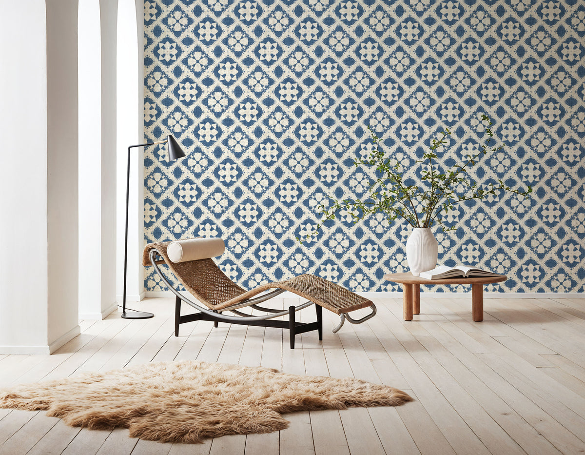 Azure Diamond Blossom Mural Wallpaper - room preview 03