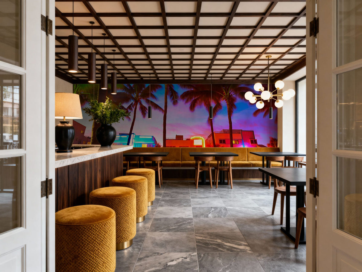 South Beach Lights Mural Wallpaper - room preview 03