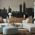 Omaha Nebraska Skyline Concrete Mural Wallpaper - room preview 03