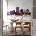 Toledo Ohio Skyline Purple & Gold Mural Wallpaper - room preview 03