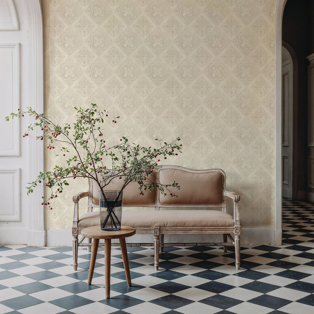 Tile It Up Beige Mural Wallpaper - room preview 03