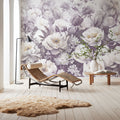 Watercolor Peonies WInter Mural Wallpaper - room preview 03