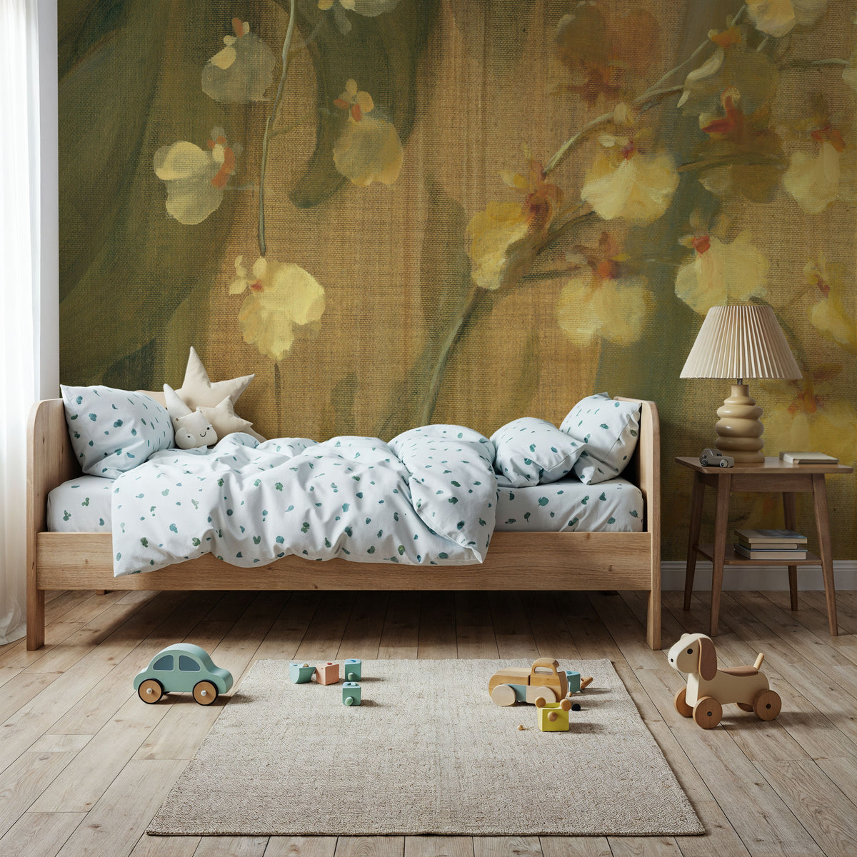 Yellow Orchid I Mural Wallpaper - room preview 03