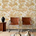 Patinated Linen Toile De Jouy, Sunflower Mural Wallpaper - room preview 03