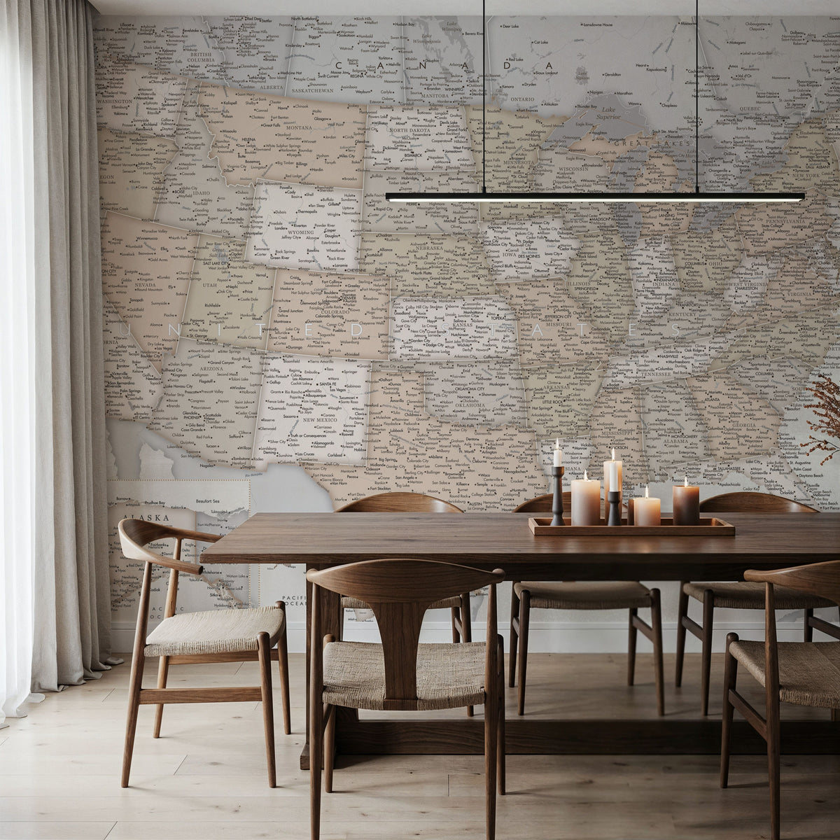 US Map Detailed - Lucille Mural Wallpaper - room preview 03