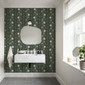 Trailing Flower Stripe, Soft Green Mural Wallpaper - room preview 03