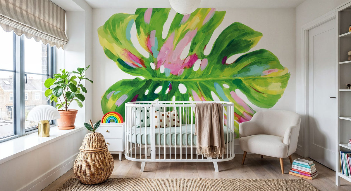 Colorful Tropical Leaf I Mural Wallpaper - room preview 03