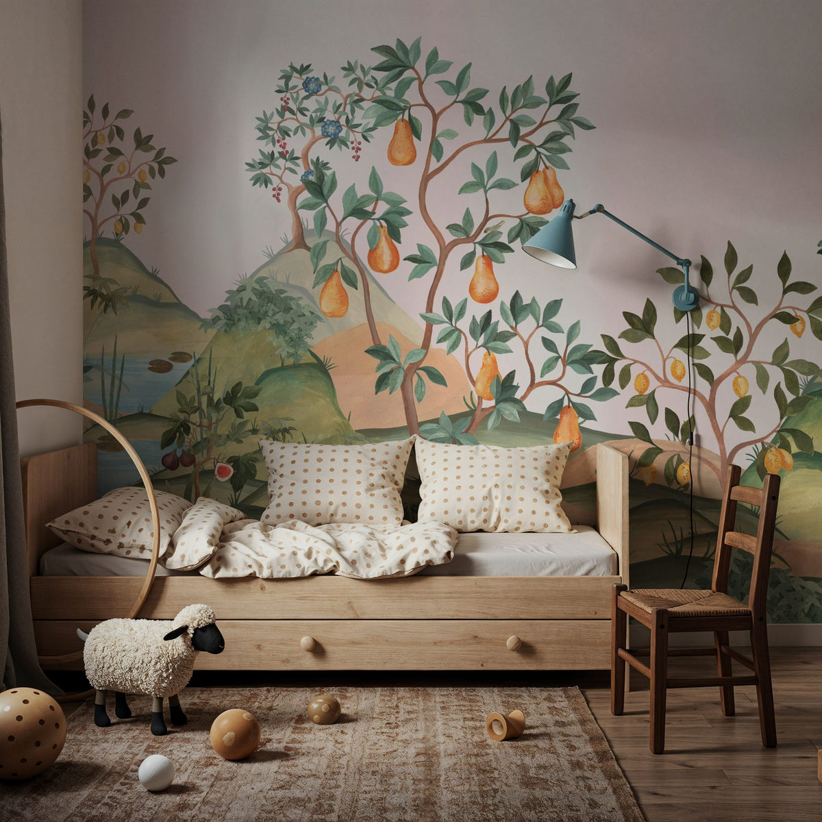Orchard Reverie (no Animals), Soft Pink Mural Wallpaper - room preview 03