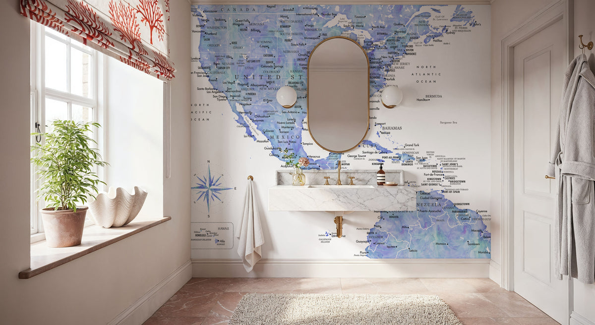 US Mexico Caribbean Map - Isidora Mural Wallpaper - room preview 03