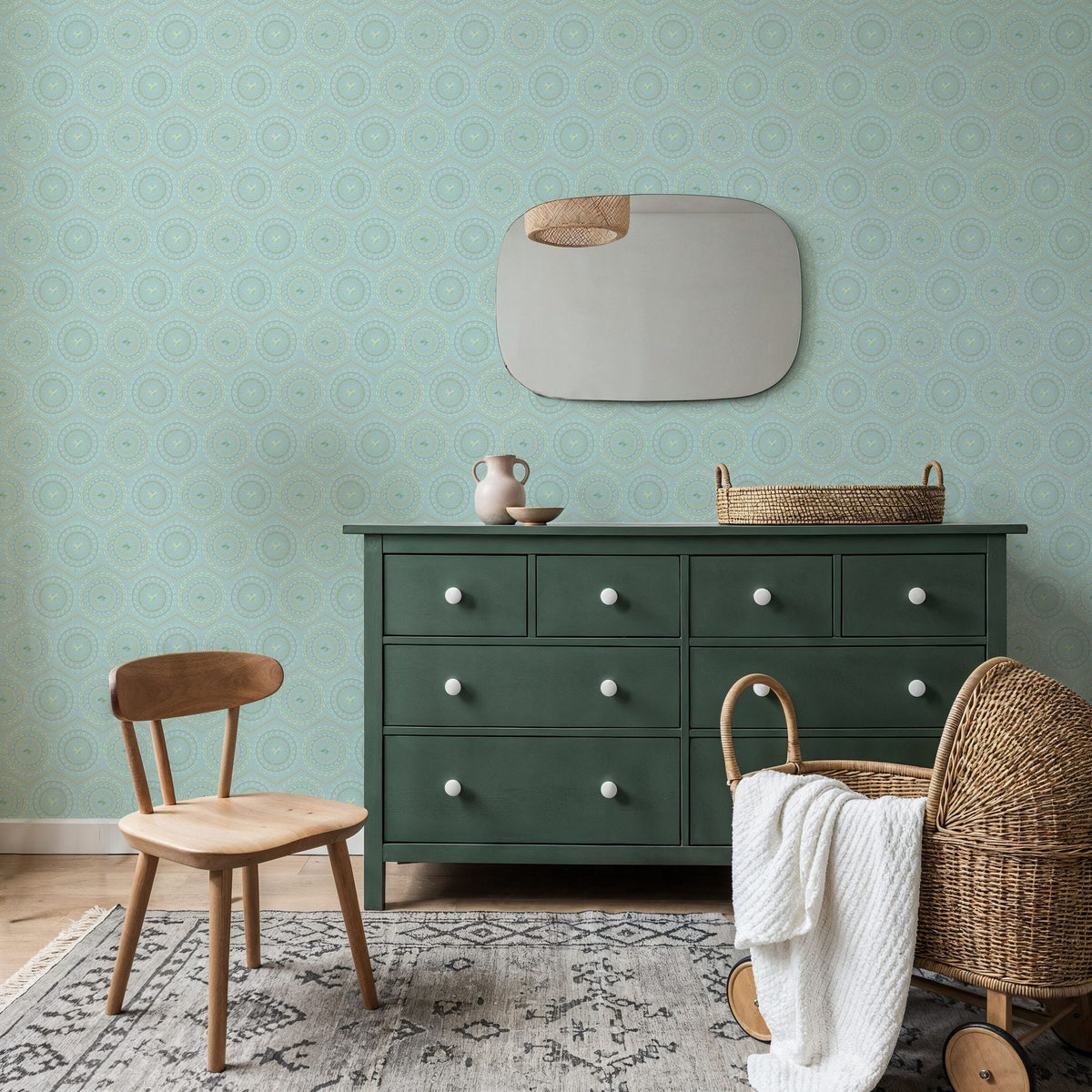 Flutterby Dreams Sky Blue Mural Wallpaper - room preview 03