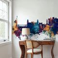 Fayetteville Arkansas Skyline Blue & Bronze Mural Wallpaper - room preview 03