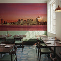 Red Gradient Twilight Metropolis Mural Wallpaper - room preview 03