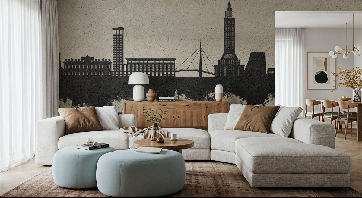 Le Havre France Skyline Concrete Mural Wallpaper - room preview 03