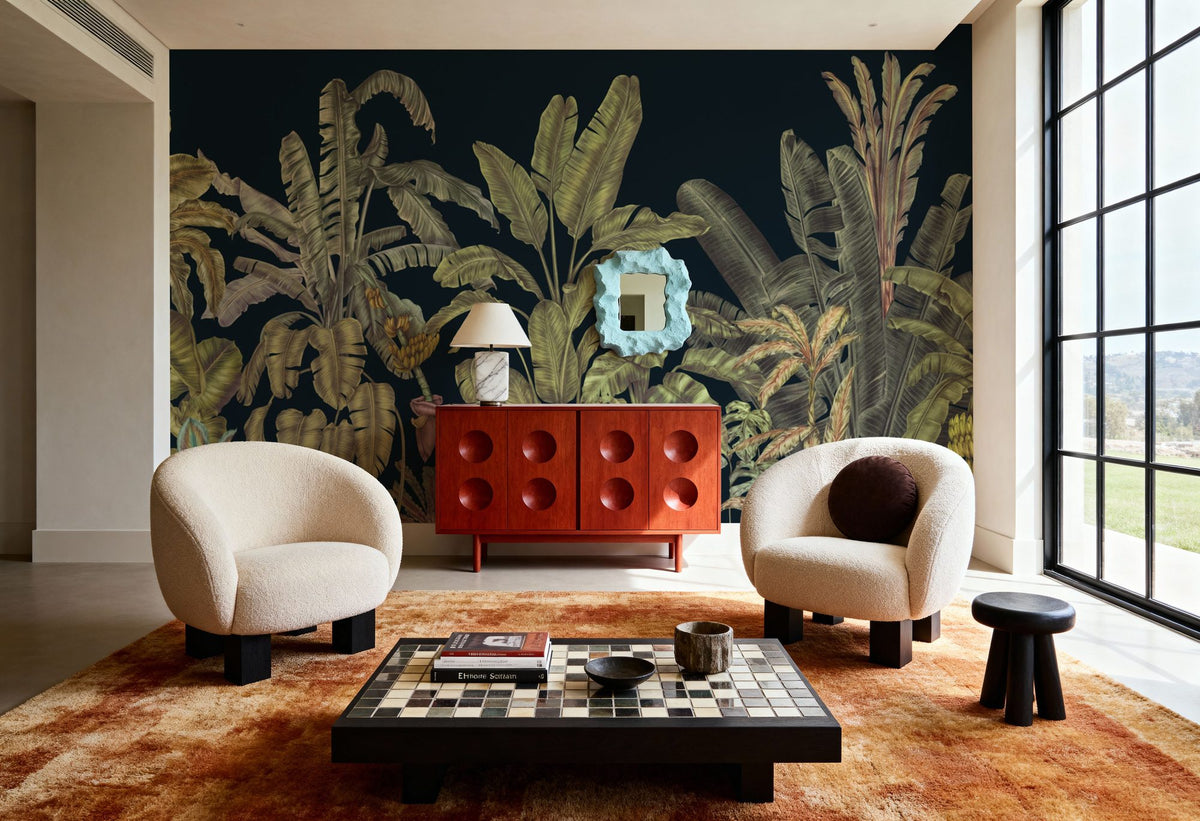 Madagascar Foliage, Darkest Green Mural Wallpaper - room preview 03