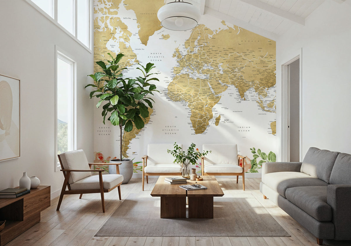 World Map Cities - Blythe Mural Wallpaper - room preview 03